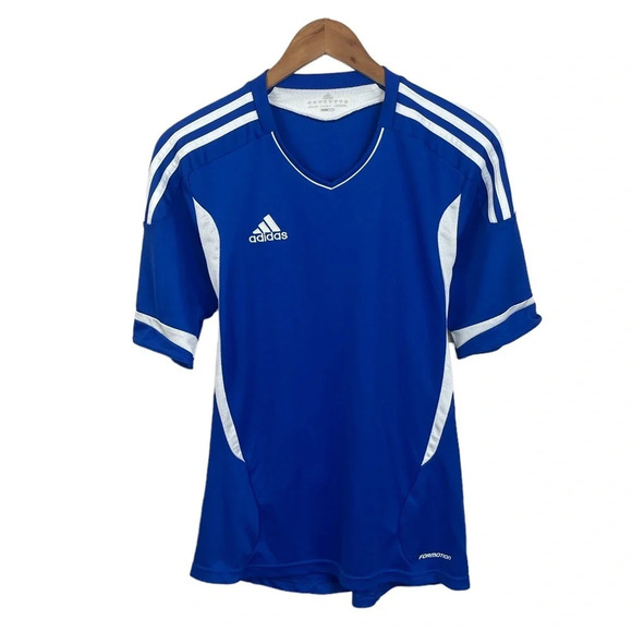 TS430 Mens Adidas Clima Cool Formotion 3 Stripe Performance Soccer Jersey S - Picture 1 of 6